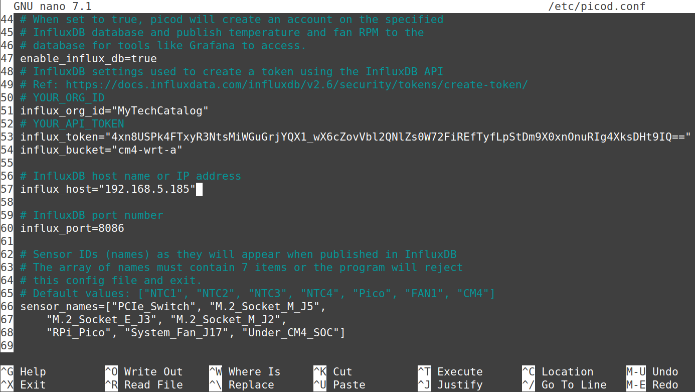 CM4-WRT-A picod settings for InfluxDB