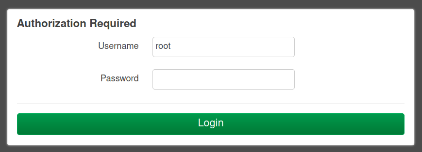 OpenWrt login screen